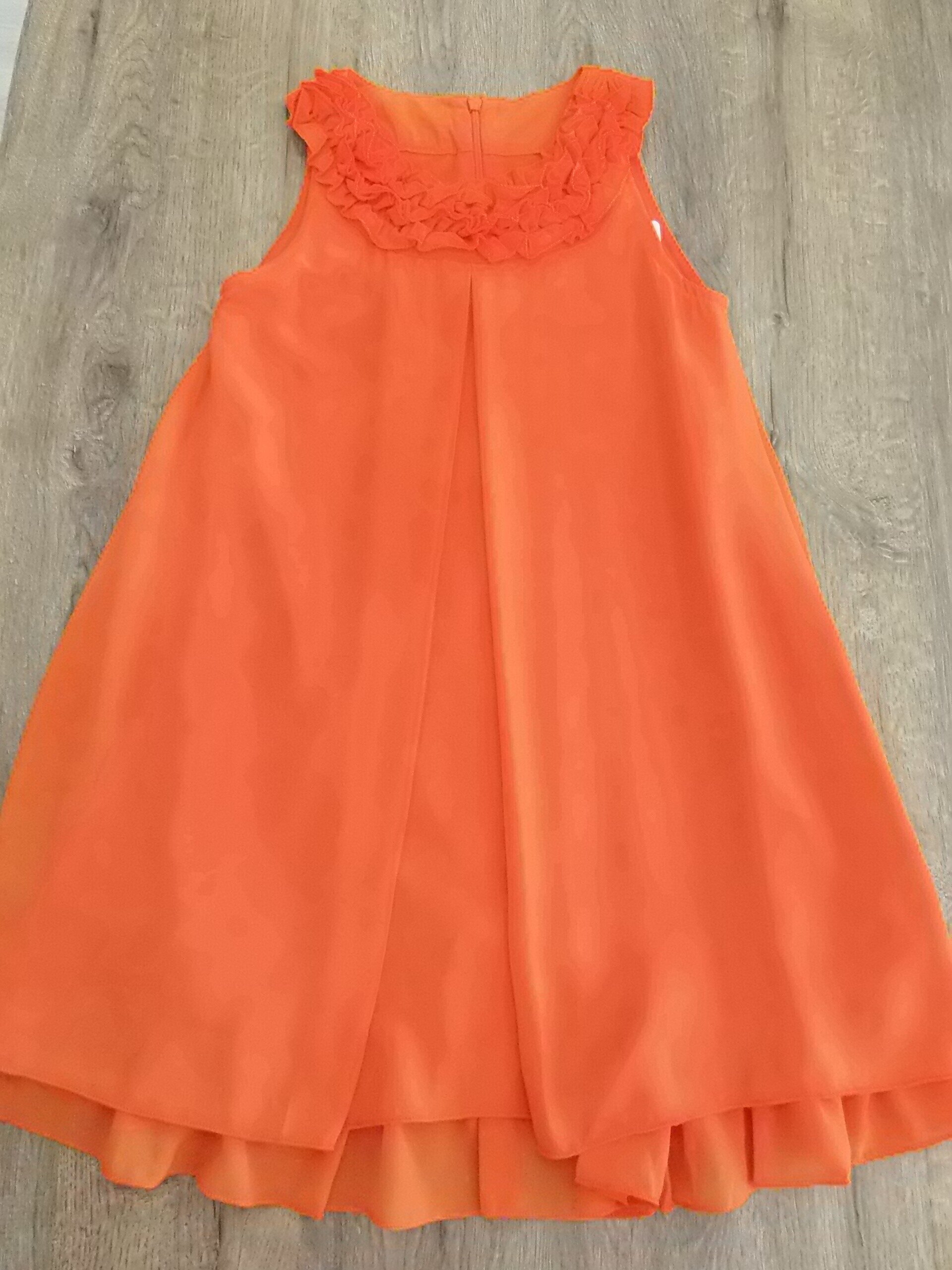 Vestido colores flúor niña sin mangas con volantes en el cuello - 7