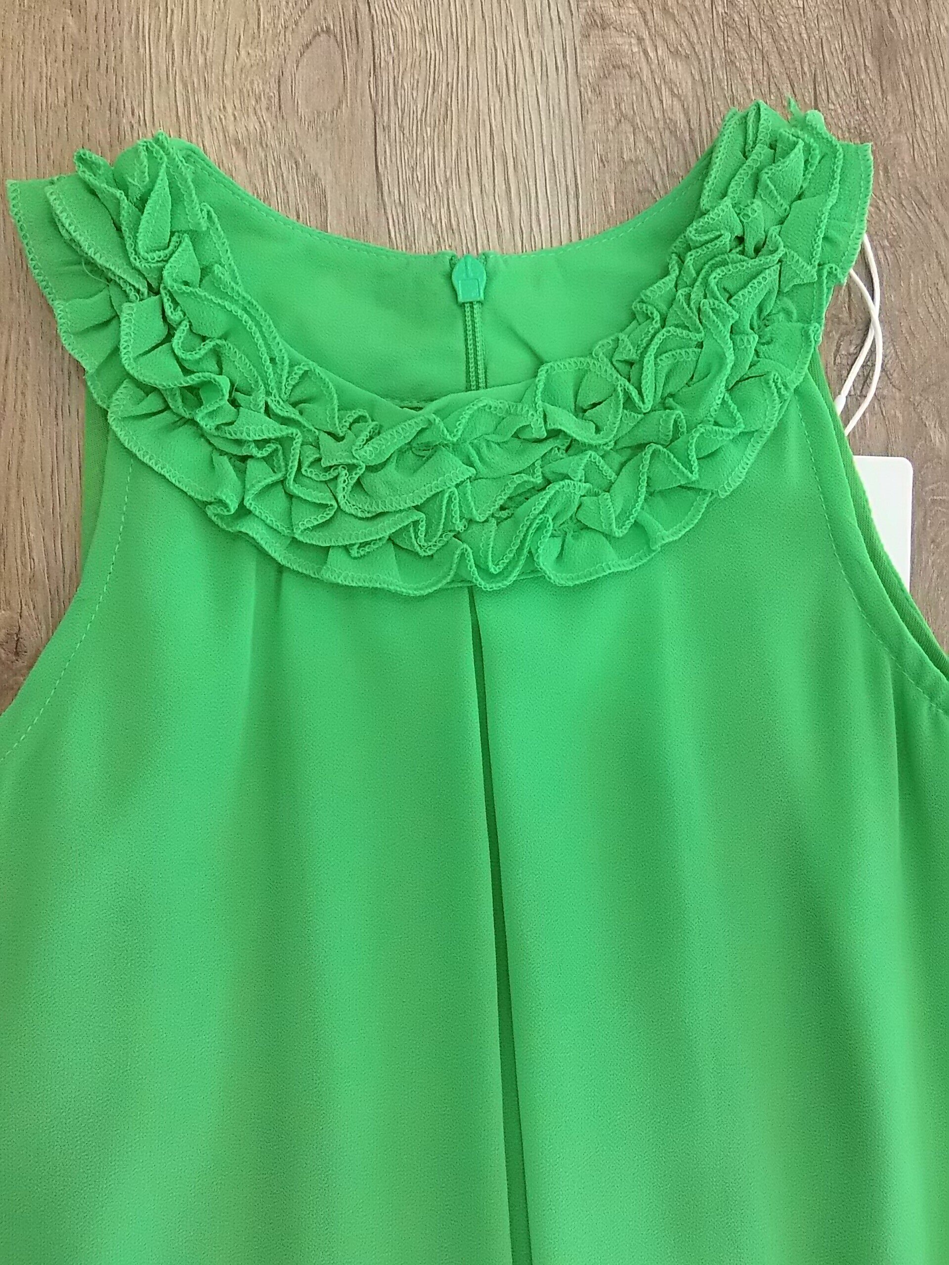 Vestido colores flúor niña sin mangas con volantes en el cuello - 5