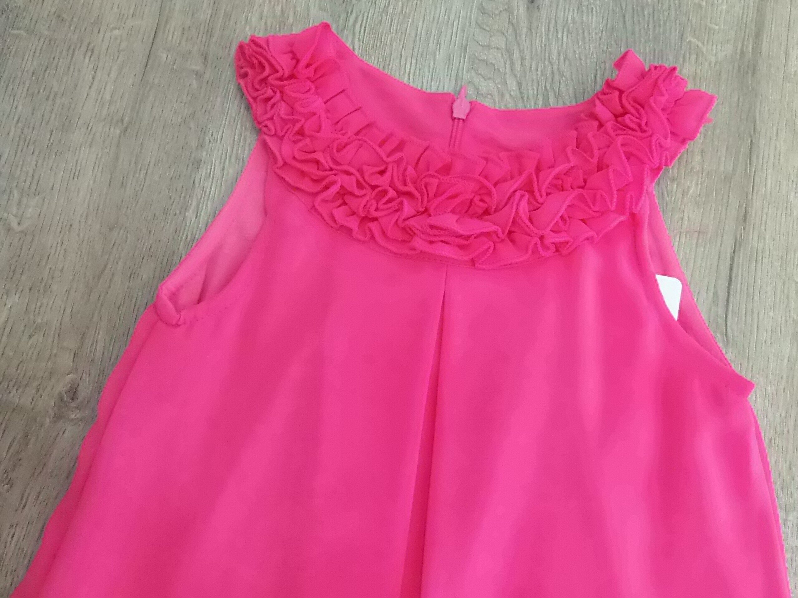 Vestido colores flúor niña sin mangas con volantes en el cuello - 3