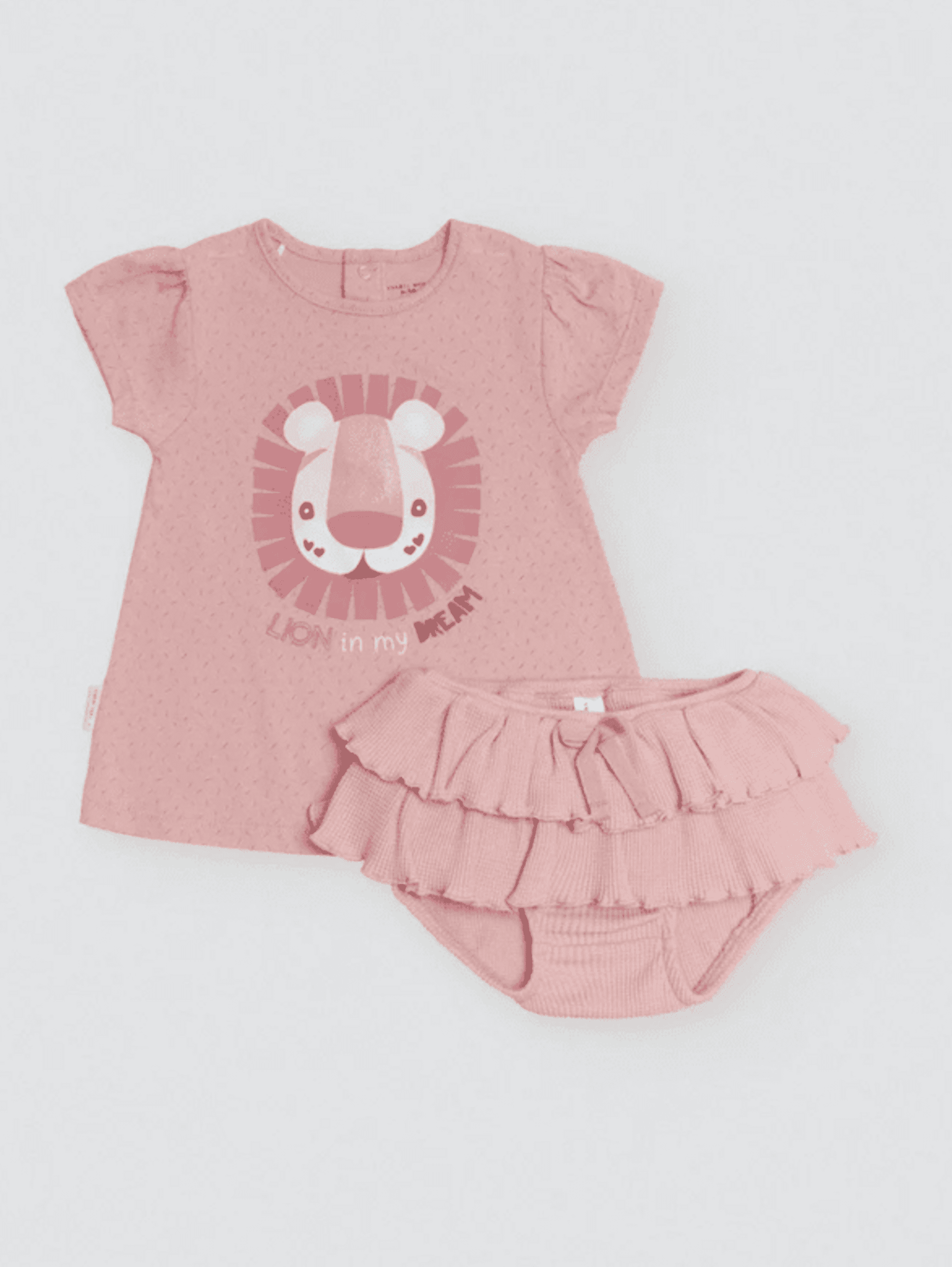Conjunto bebé camiseta manga corta y cubrepañal volantes Safari Dream - 2