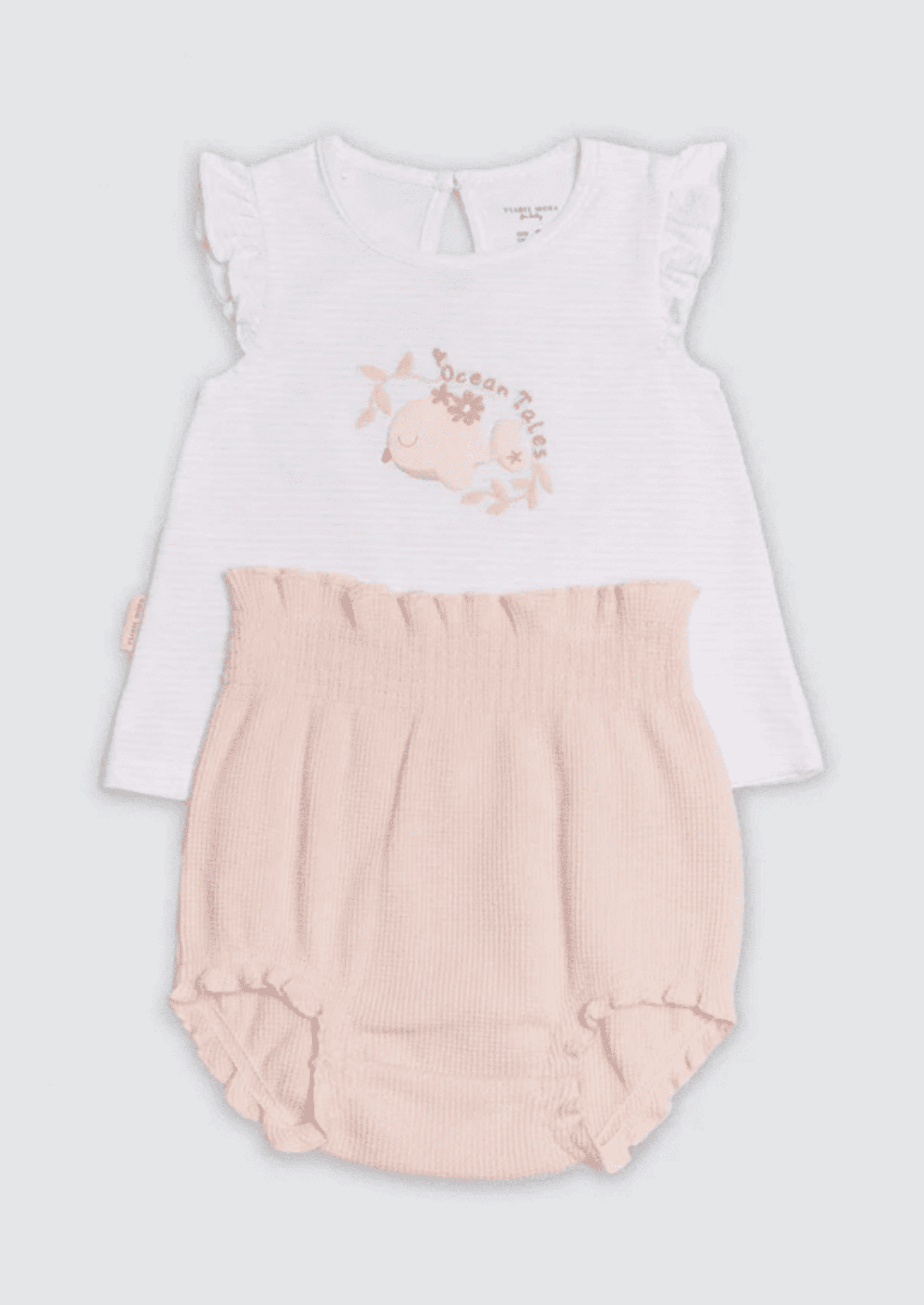 Conjunto de bebé corto sin mangas Ocean Tales rosa - 8