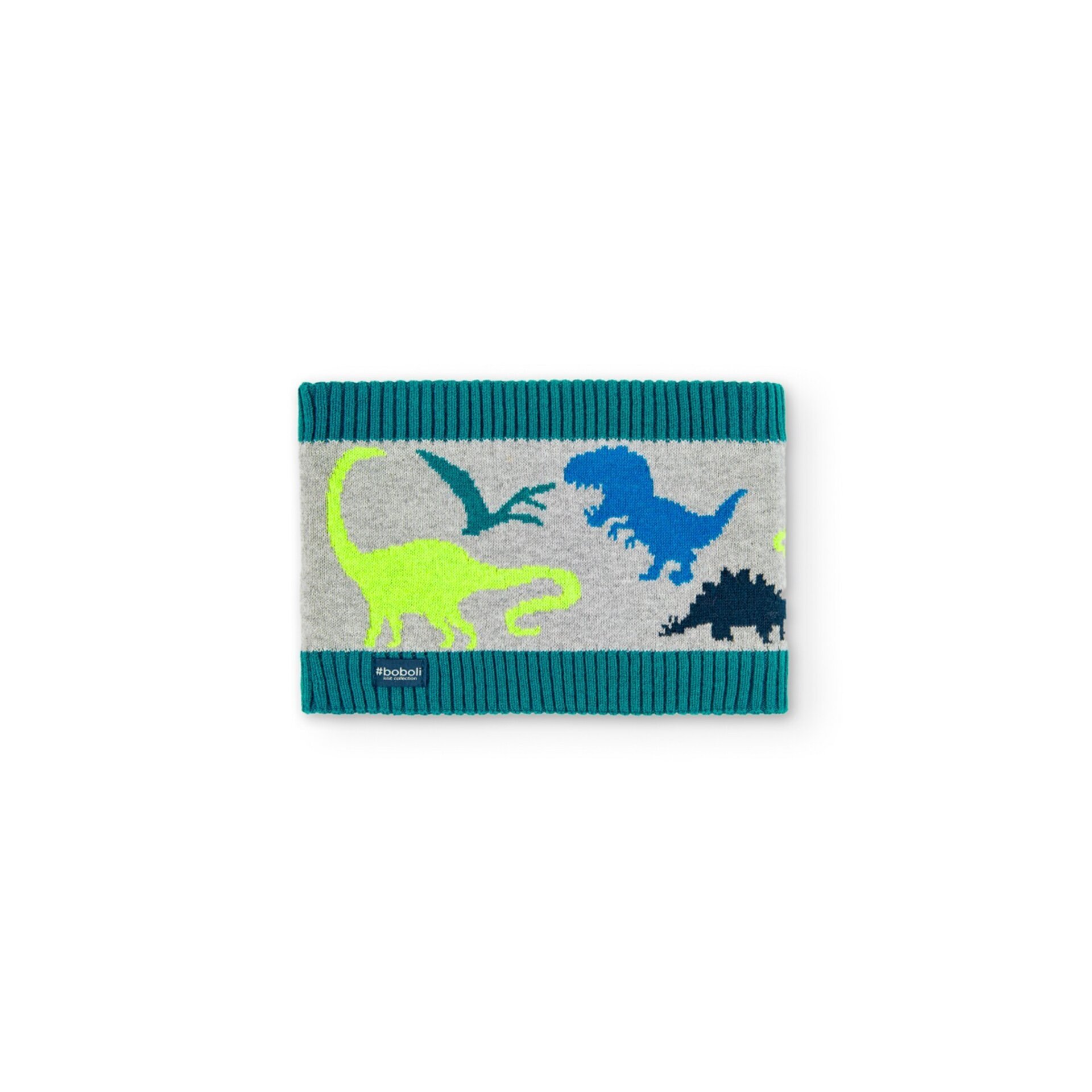 Conjunto Gorro + Cuello tricotosa dinosaurios gris vigoré - 2