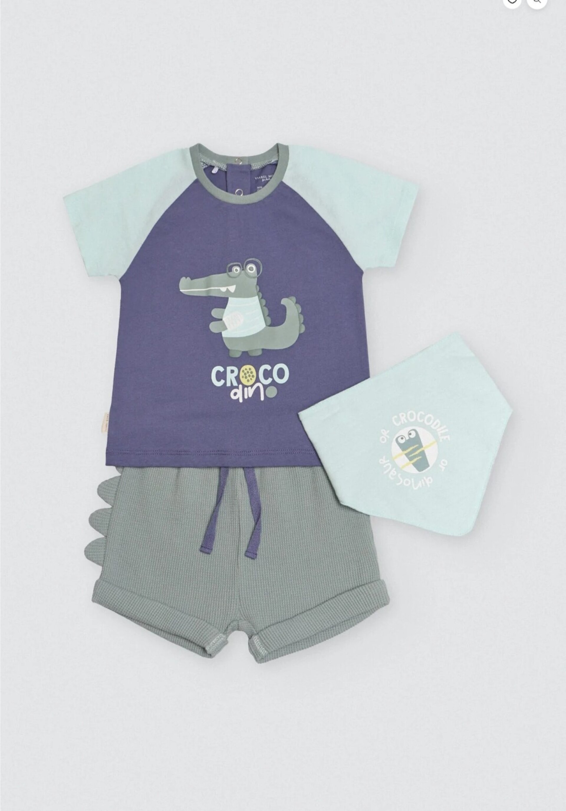 Conjunto bebé 3 piezas camiseta, short y bandana Crocodino - 2