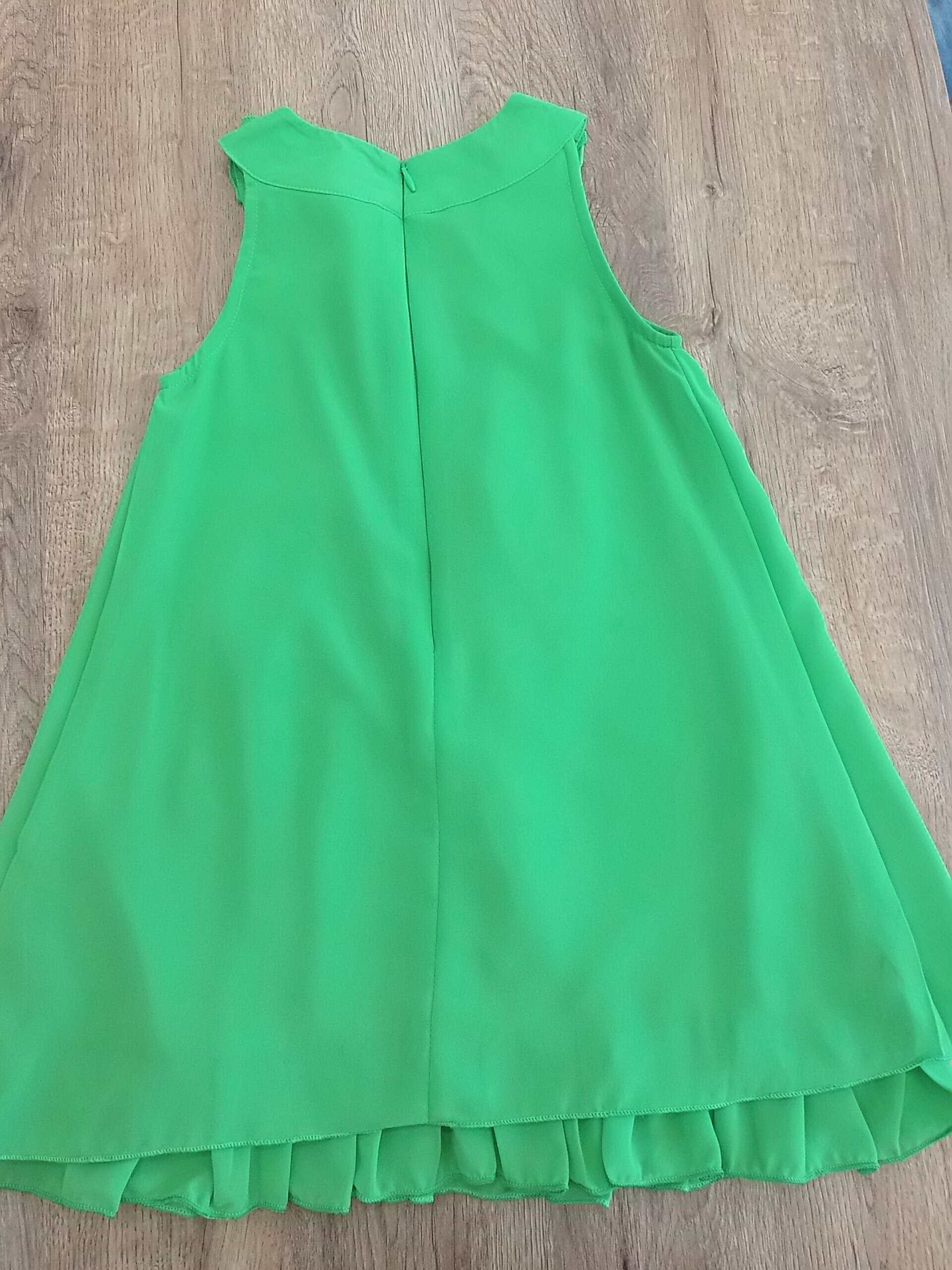 Vestido colores flúor niña sin mangas con volantes en el cuello - 6